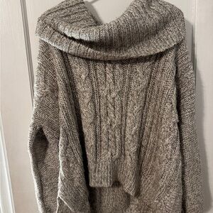 Jennifer Lopez Textured Cowl Neck Sweater - Gray